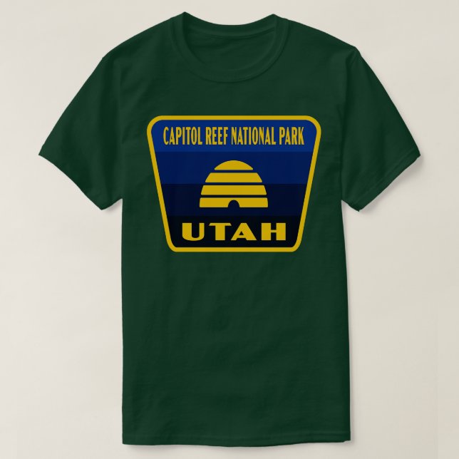 Huvudstad Reef nationalpark Utah Retro Flagga Badg T Shirt (Design framsida)