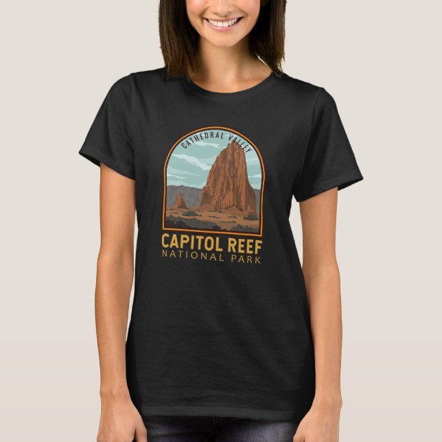Huvudstad Reef Nationalparkkatedralen Valley Retro T Shirt (Framsida)