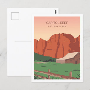 Huvudstad Reef Utah Berömd Travel Ställe Illustrat Vykort
