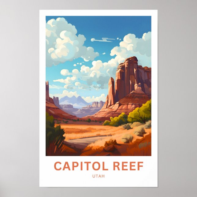 Huvudstad Reef Utah Travel Print Poster (Framsidan)