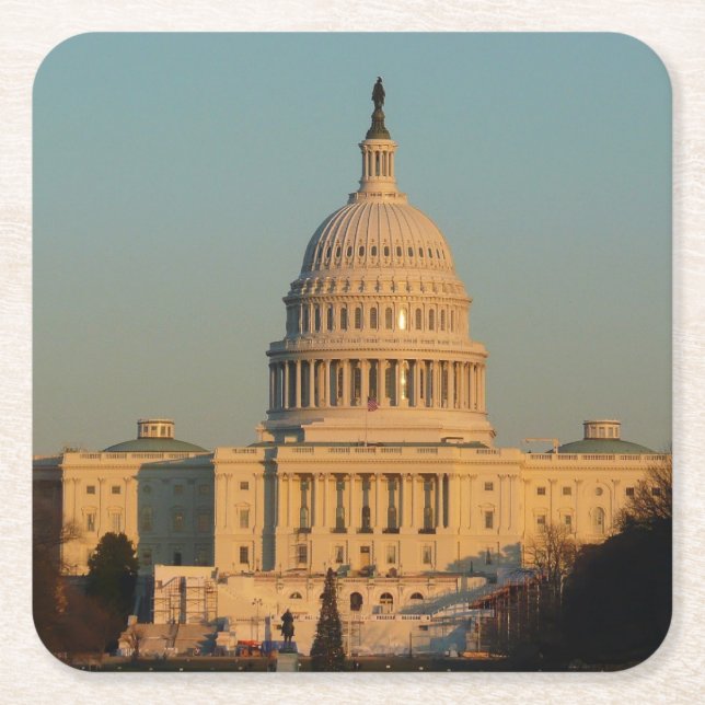 Huvudstad vid jul Washington DC Helgdag Underlägg Papper Kvadrat (Framsidan)