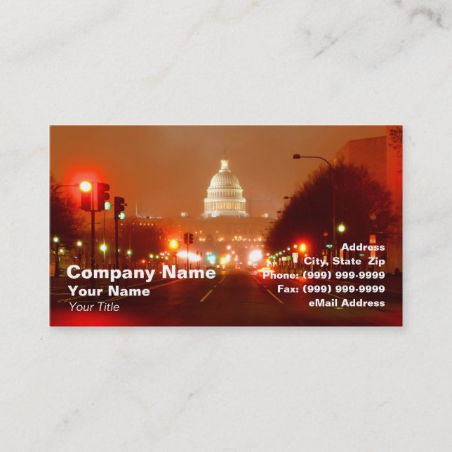 Huvudstadbyggnad på natten visitkort (Framsida)