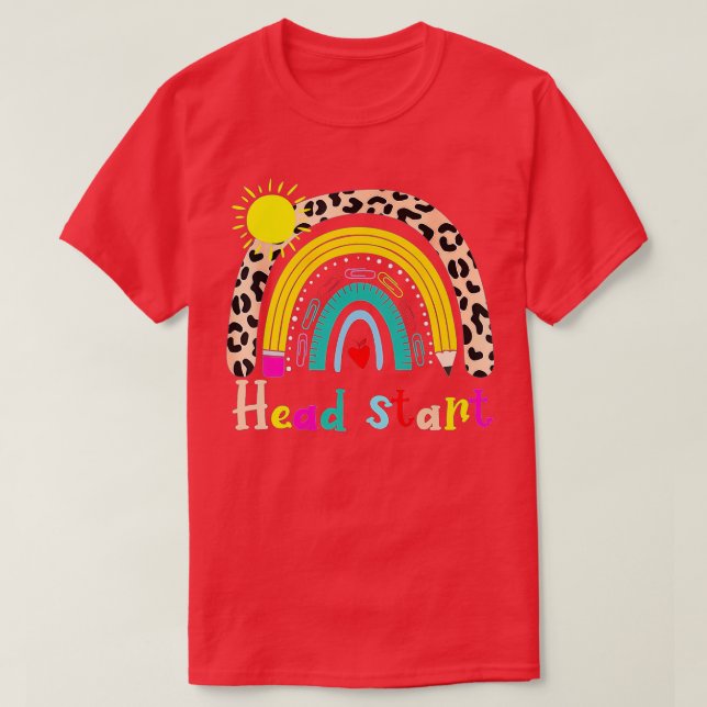 Huvudstartlärare Leopard Rainbow Head Start Teac T Shirt (Design framsida)
