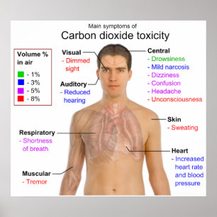 Huvudsymptom på diagram över koloxidtoxicitet poster