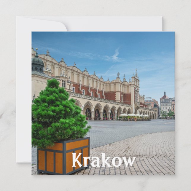 Huvudtorget i den gamla staden Krakow i Polen (Framsida)