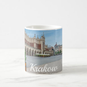 Huvudtorget i den gamla staden Krakow i Polen Kaffemugg