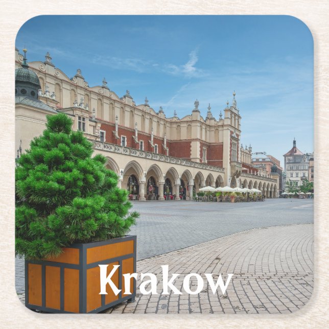 Huvudtorget i den gamla staden Krakow i Polen Underlägg Papper Kvadrat (Framsidan)