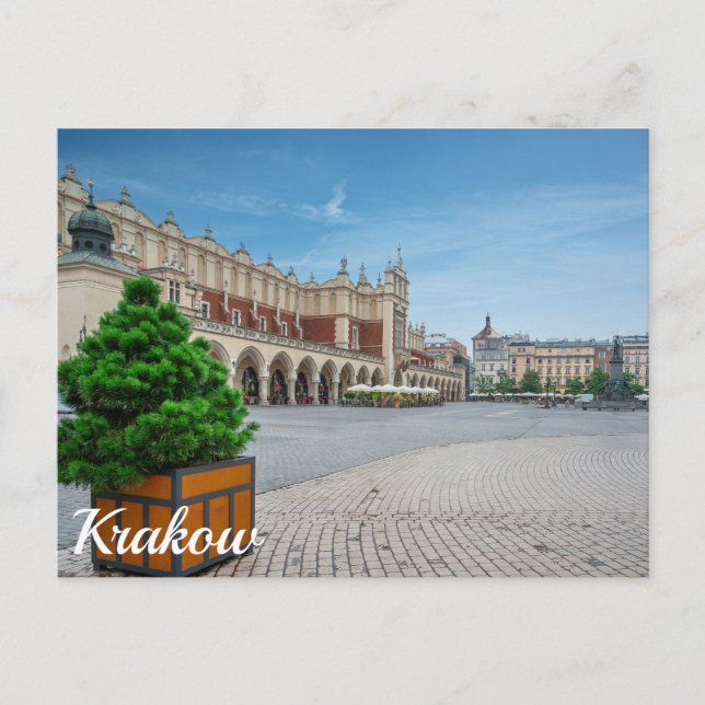 Huvudtorget i den gamla staden Krakow i Polen Vykort (Framsida)