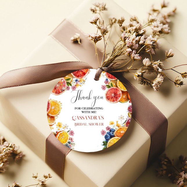 Huvudtryck Citrus Bröllopsfest  Gåvor Etiketter (Skapare uppladdad)