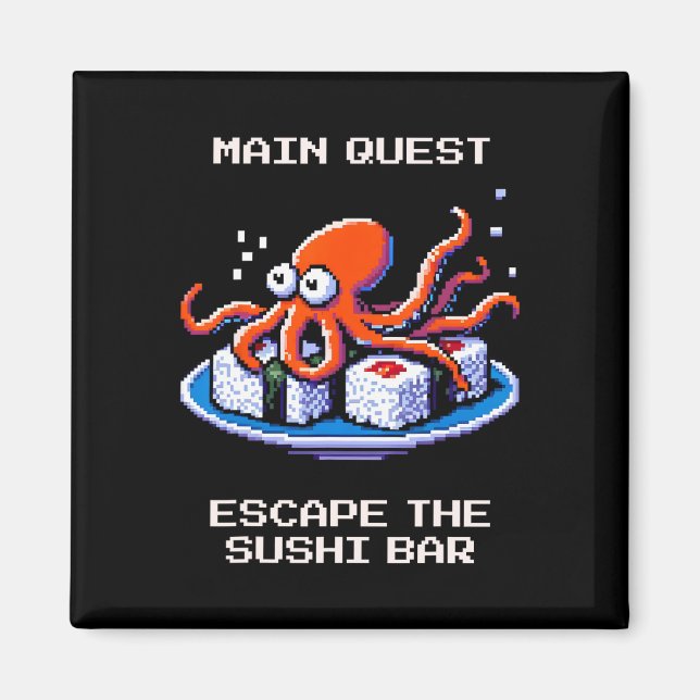 Huvuduppdrag Frige The Sushi R Bläckfisk Pixel-gam Magnet (Framsidan)