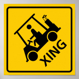 Huvudväg för Golfvagn korsningen undertecknar Poster