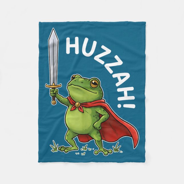 Huzzah Frog Knight Funny Sword Meme Frog Quote Men Fleecefilt (Framsidan)