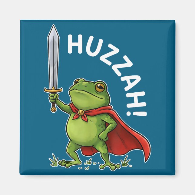 Huzzah Frog Knight Funny Sword Meme Frog Quote Men Magnet (Framsidan)