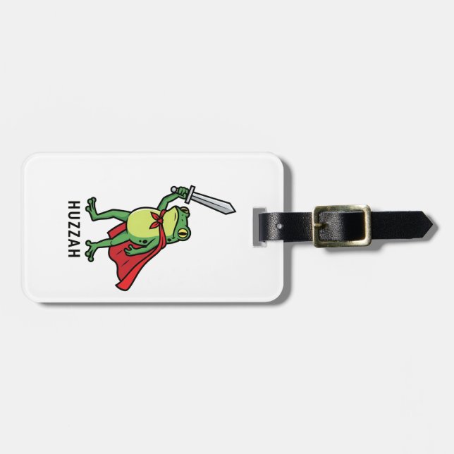 Huzzah Frog Knight Funny Sword Meme Quote Bagagebricka (Horisontell Framsida)