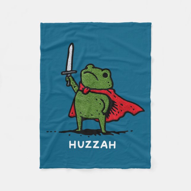 Huzzah Frog Knight Funny Sword Meme Quote  Fleecefilt (Framsidan)