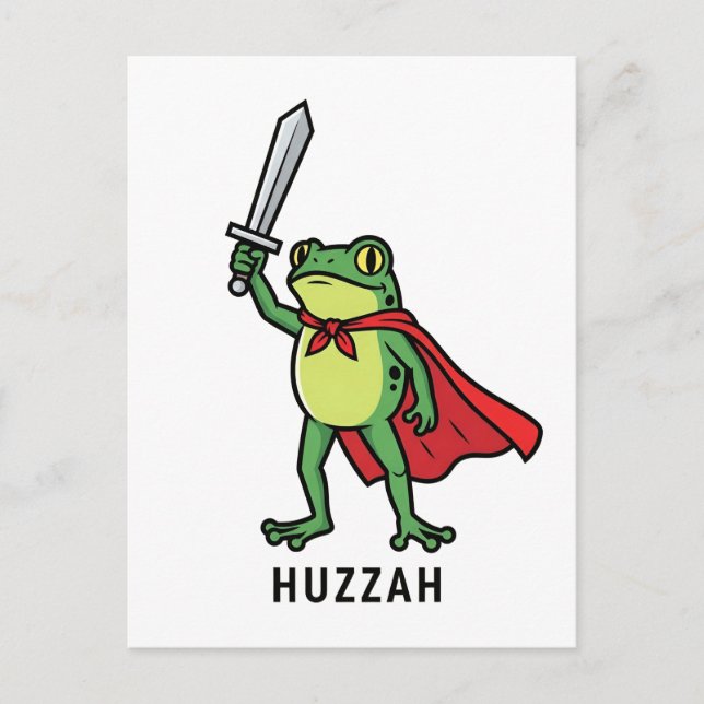 Huzzah Frog Knight Funny Sword Meme Quote Inbjudan Vykort (Framsida)