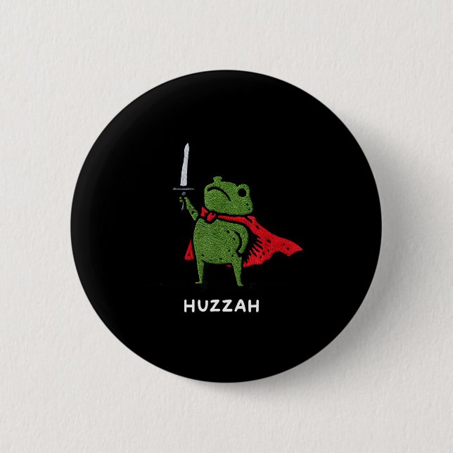Huzzah Frog Knight Funny Sword Meme Quote  Knapp (Framsida)