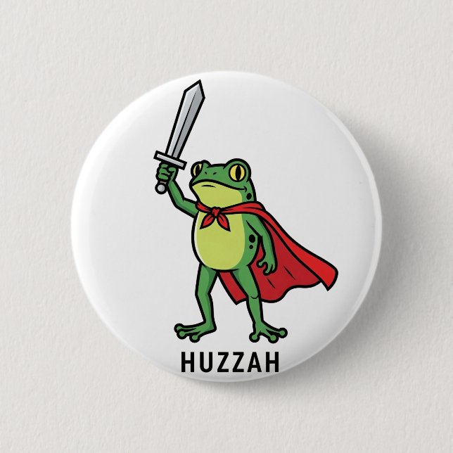 Huzzah Frog Knight Funny Sword Meme Quote Knapp (Framsida)