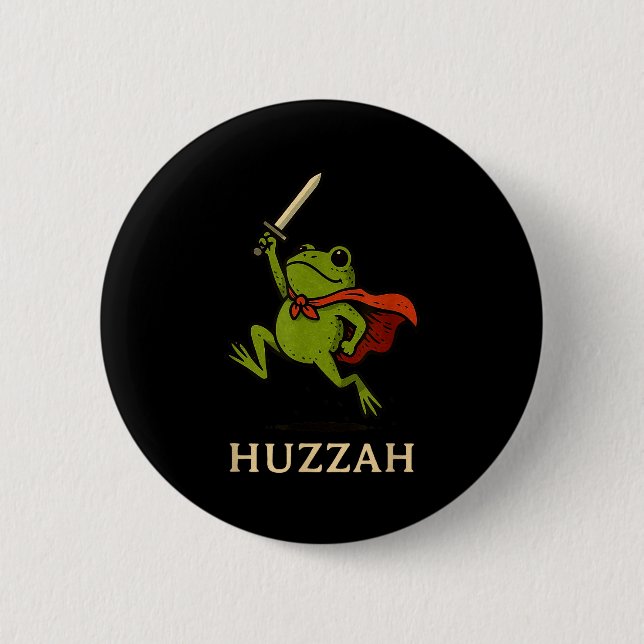 Huzzah Frog Knight Funny Sword Meme Quote  Knapp (Framsida)