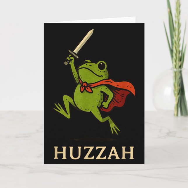 Huzzah Frog Knight Funny Sword Meme Quote  Kort (Framsida)