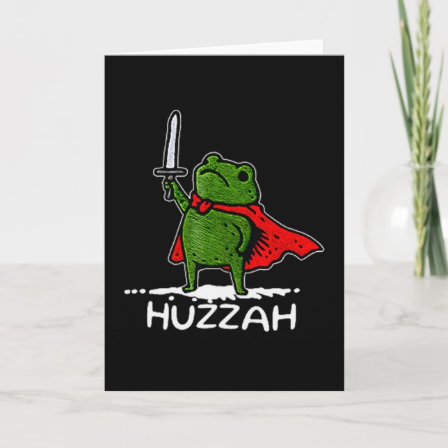 Huzzah Frog Knight Funny Sword Meme Quote  Kort (Framsida)