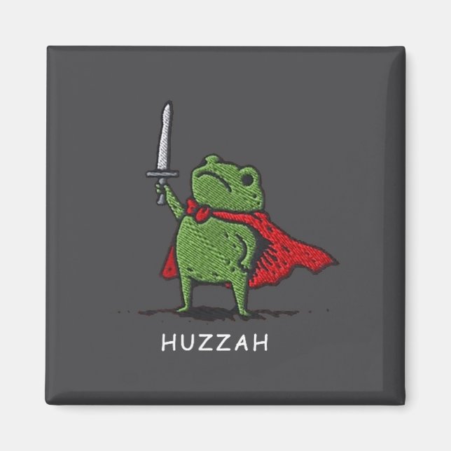 Huzzah Frog Knight Funny Sword Meme Quote  Magnet (Framsidan)