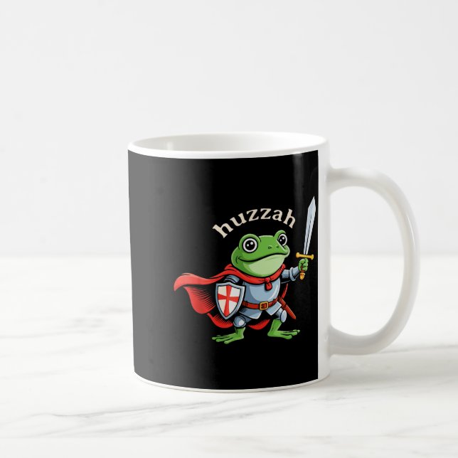 Huzzah Frog Knight Funny Sword Meme Quote Medieval Kaffemugg (Höger)