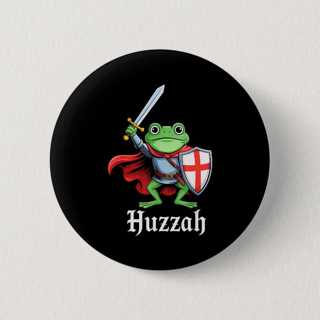 Huzzah Frog Knight Funny Sword Meme Quote Medieval Knapp (Framsida)