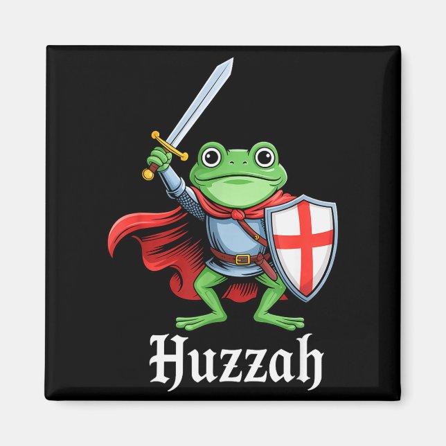 Huzzah Frog Knight Funny Sword Meme Quote Medieval Magnet (Framsidan)