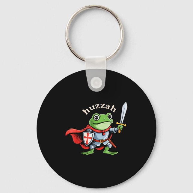 Huzzah Frog Knight Funny Sword Meme Quote Medieval Nyckelring (Framsida)