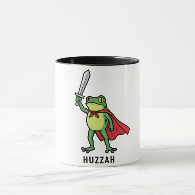Huzzah Frog Knight Funny Sword Meme Quote Mugg (Center)
