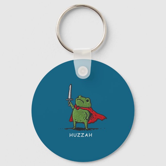 Huzzah Frog Knight Funny Sword Meme Quote  Nyckelring (Framsida)