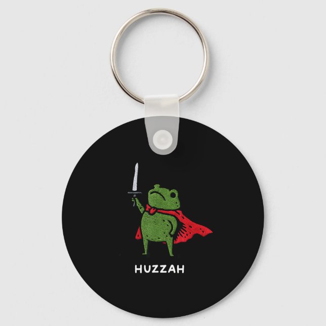 Huzzah Frog Knight Funny Sword Meme Quote  Nyckelring (Framsida)