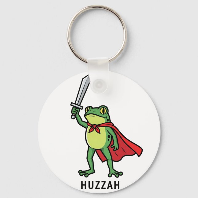Huzzah Frog Knight Funny Sword Meme Quote Nyckelring (Framsida)