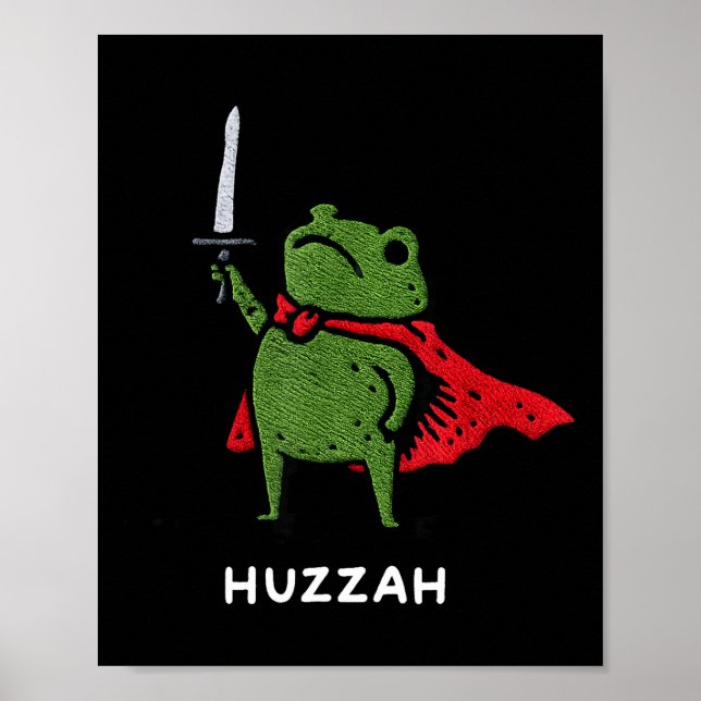 Huzzah Frog Knight Funny Sword Meme Quote  Poster (Framsidan)
