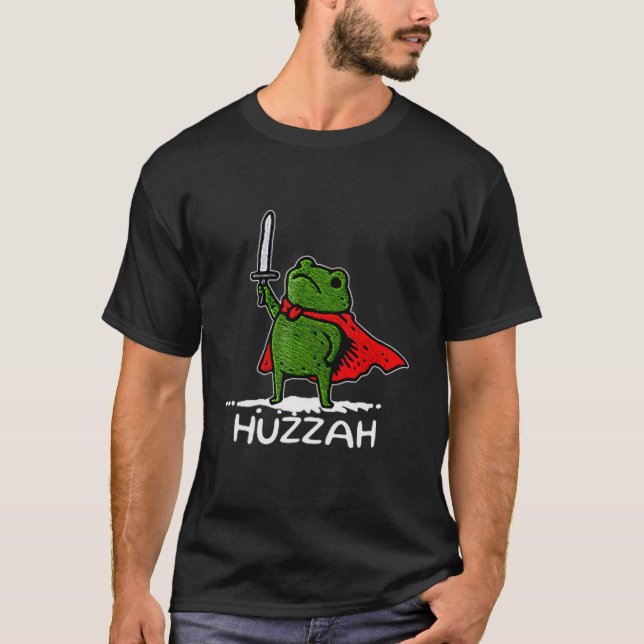 Huzzah Frog Knight Funny Sword Meme Quote  T Shirt (Framsida)