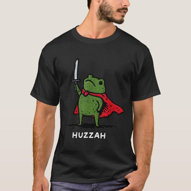 Huzzah Frog Knight Funny Sword Meme Quote  T Shirt (Framsida)