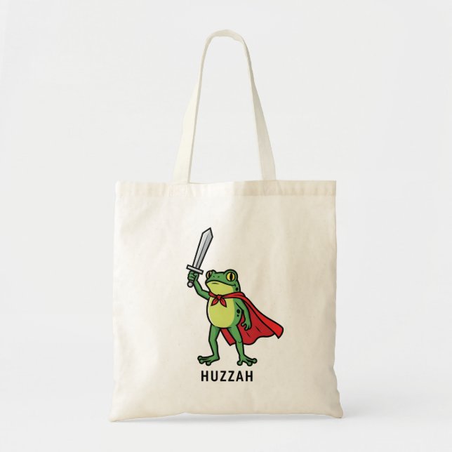 Huzzah Frog Knight Funny Sword Meme Quote Tygkasse (Framsidan)