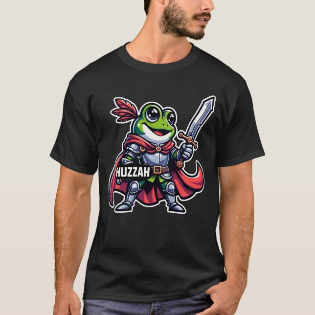 Huzzah Frog Knight T Shirt (Framsida)