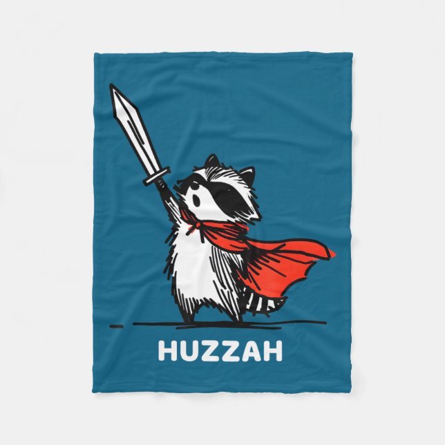 Huzzah Raccoon Knight Funny Sword Meme Quote  Fleecefilt (Framsidan)