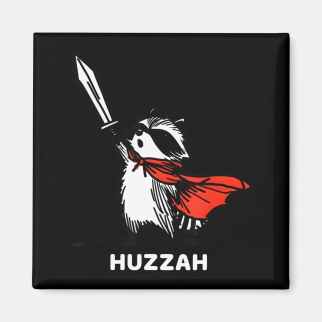 Huzzah Raccoon Knight Funny Sword Meme Quote  Magnet (Framsidan)