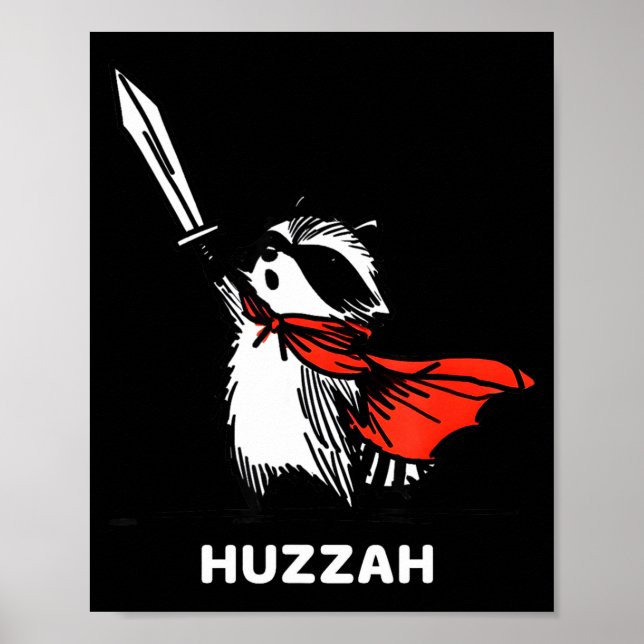 Huzzah Raccoon Knight Funny Sword Meme Quote  Poster (Framsidan)