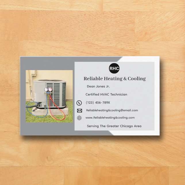 HVAC-Affärskort för uppvärmning av grått AC-enhet Visitkort (Grey AC Business Card )