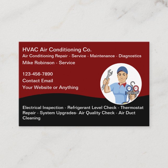 HVAC Air Conditioning Services Business Cards Visitkort (Framsida)