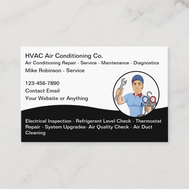 HVAC Air Conditioning Services Business Cards Visitkort (Framsida)