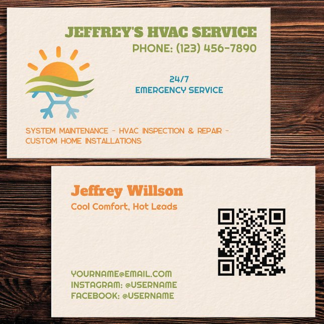HVAC-Anpassningsbar QR Visitkort (HVAC Custom QR Business Cards)