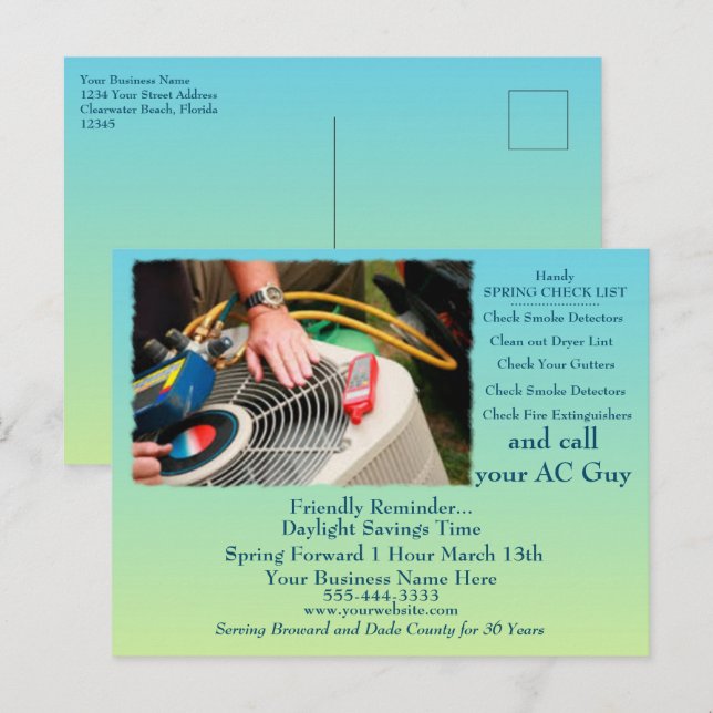 HVAC Daylight Savings Vykort (Fram/baksida)