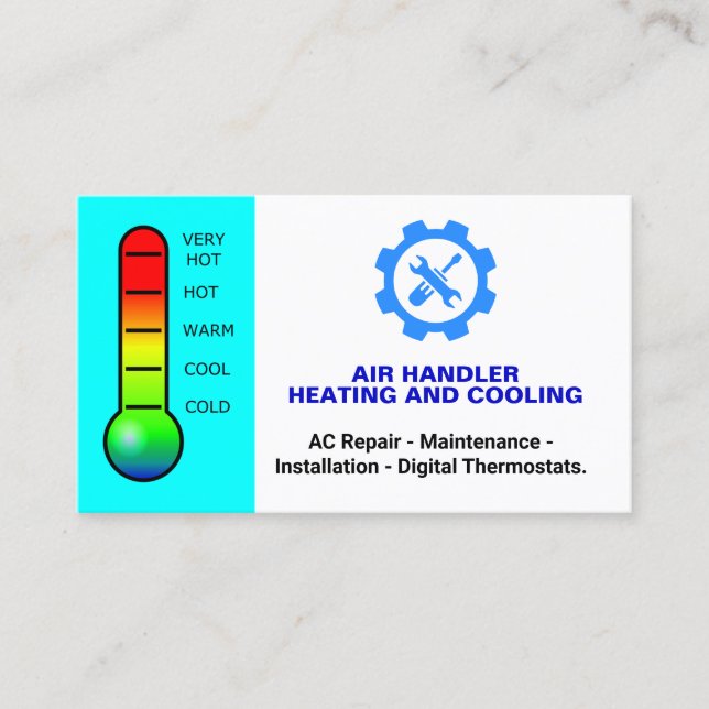HVAC för uppvärmning och kylning (Reparation Servi Visitkort (Framsida)