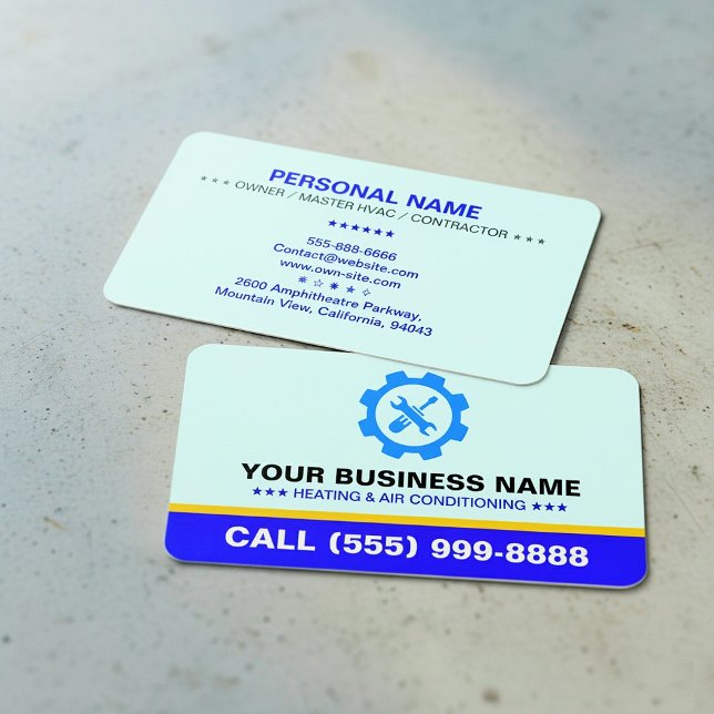 HVAC Heating Air Conditioning Biz | Modern Logo Visitkort (Heating cooling company cards)