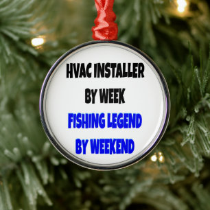 HVAC Installer Kärlek Fishing Julgransprydnad Metall